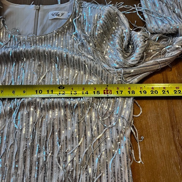 Eliza J Women’s fringed sequin long sleeve cocktail party dress size 14 - Picture 8 of 9